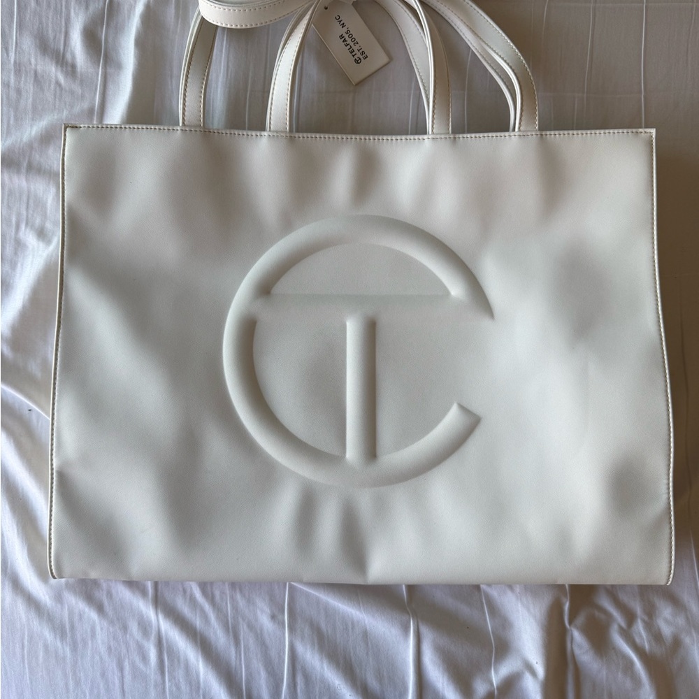 Telfar White Tote Bag